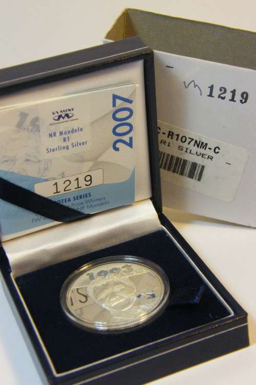 2007 RSA Mandela proof silver R1 protea series # 1219 with COA