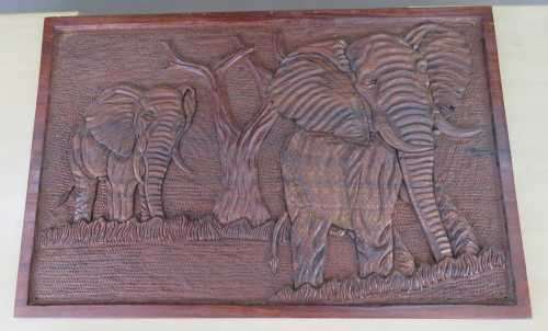 Elephant woodcarving - Size 31.3X52