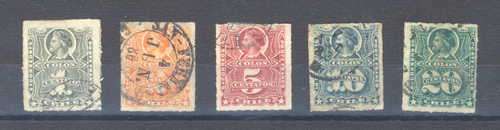 Chili set of SG10 stamps 1877 Roulette