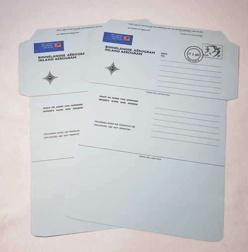 RSA Inland Aerogramme with pre printed 4 cent stamp - Unused, but Cancelled 21 January 1980