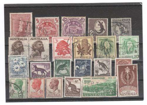 Lot of 23 old and higher value Australia stamps