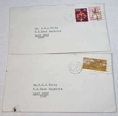 2 postal covers from Butterworth, Transkei to Lady Grey - 1976