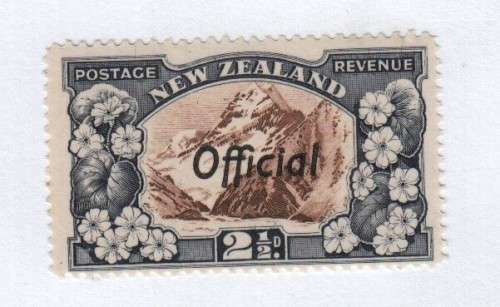 New Zealand S.G.0124a official mount cook 2 1/2d unmounted mint - Perf 14