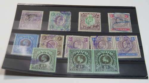 Lot of 12 Natal, Orange River Colony, Transvaal and Cape Of Good Hope Revenues stamps