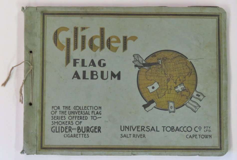 Vintage Glider Cigarettes flag album for cigarette cards - Universal Tobacco Co. Salt River