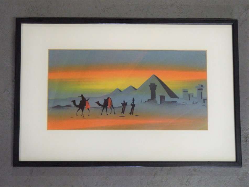Beautiful Egyptian theme painting - Frame size: 49cm x 39cm, Art size: 34cm x 18cm