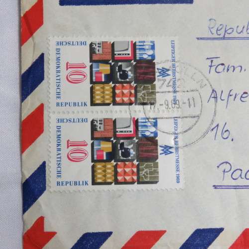 Postal History - Airmail cover Schmolln, DDR to Paar, South Africa with 4 DDR stamps on front