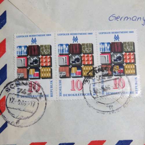 Postal History - Airmail cover Schmolln, DDR to Paar, South Africa with 4 DDR stamps on front