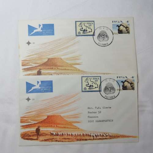 Pair of RSA No.21 First day covers - Color variation