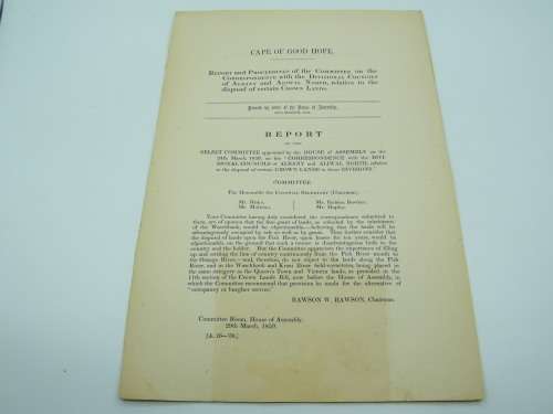 1859 Cape of Good Hope report on the disposal of certain Crown Lands district ALBANY & Aliwal North