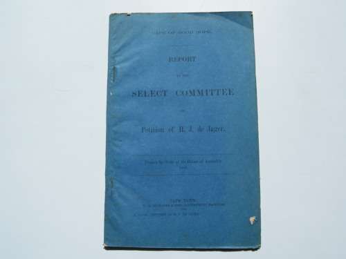 1888 Cape of Good Hope report on the Select Committee on the petition of HJ de Jager