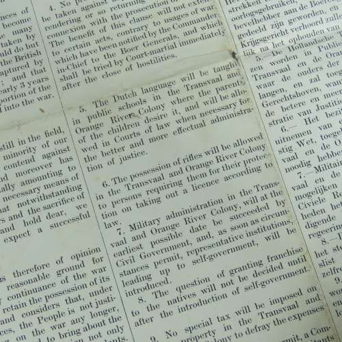 De Nieuwe Courant Newspaper of Netherlands 16 August 1902 with copy of Peace Treaty of Vereeniging