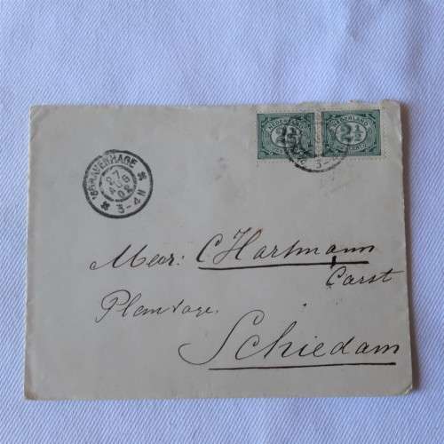 Postal cover from Gravenhage, Netherland to Schiedam, Netherland with 2x2 1/2cent stamps