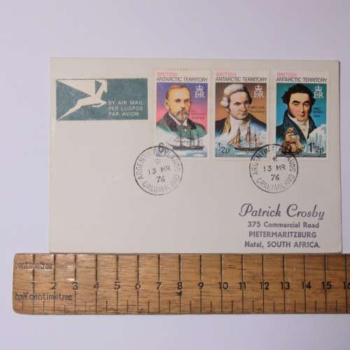 Airmail cover from Argentine Islands, Graham Land to Pietermaritzburg, South Africa