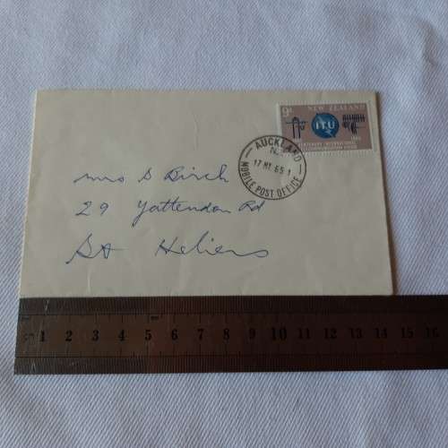 Postal cover from Auckland Mobile Post Office to St. Heliers, New Zealand with 9d New Zealand stamp