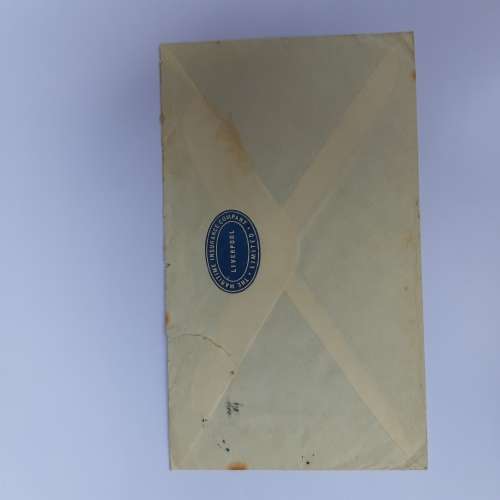 Airmail cover from Liverpool, England to Cape Town, South Africa with 3 British stamps