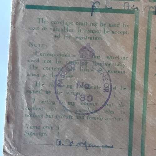 An Active service envelope posted Palestine to South Africa at Field Post Office 550