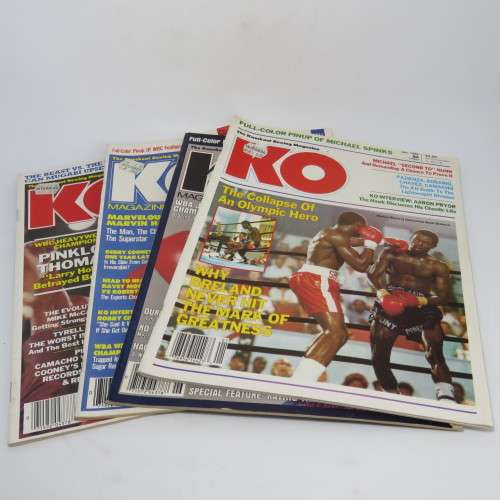 Boxing - KO Magazine - 4 Copies from the 1980`s - Posters of Spinks, Curry and LaPorte