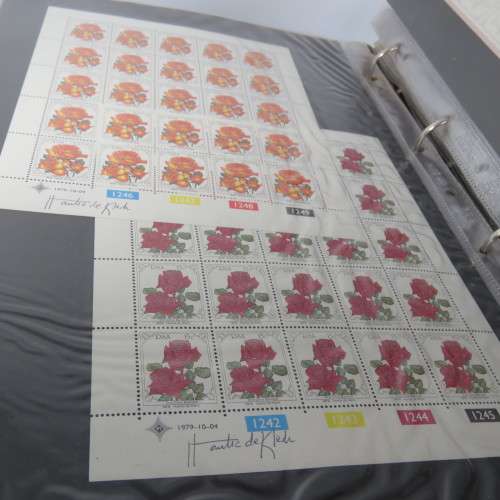 South Africa stamp loose leaf file with 48 full sheets and 9 partial sheets of stamps