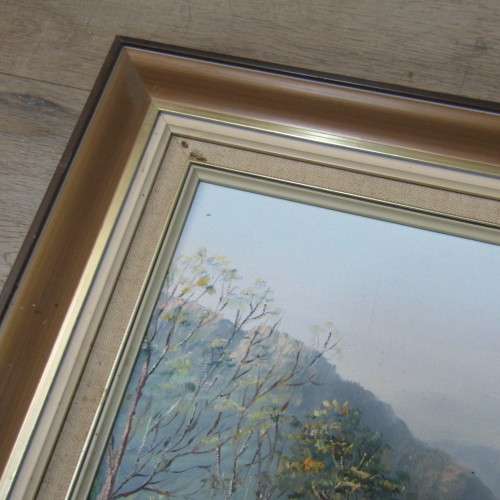 Pat van der Merwe landscape oil painting - size of art 30 x 49cm and size of frame 43 x 73cm