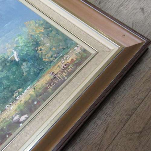 Pat van der Merwe landscape oil painting - size of art 30 x 49cm and size of frame 43 x 73cm