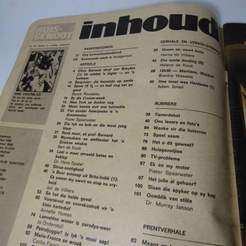 Huisgenoot 29 Julie 1977 Breyten Breytenbach Boereoorlog Jan de Villiers se ontsnapping uit Indie -