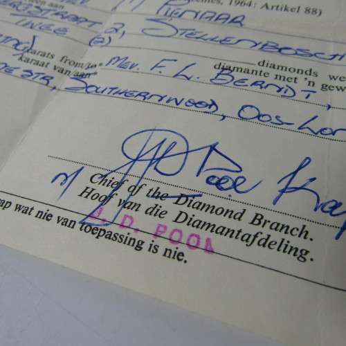 1980 Permit to Receive rough or uncut diamonds