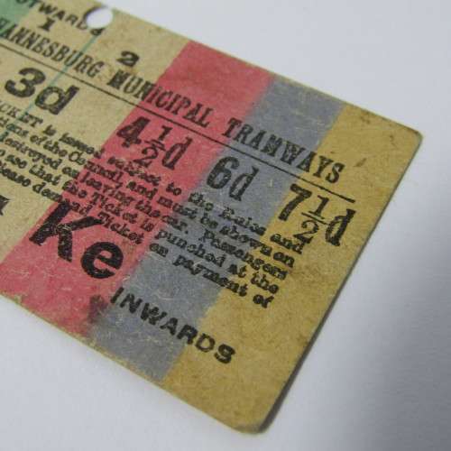 Johannesburg Municipal Tramways ticket