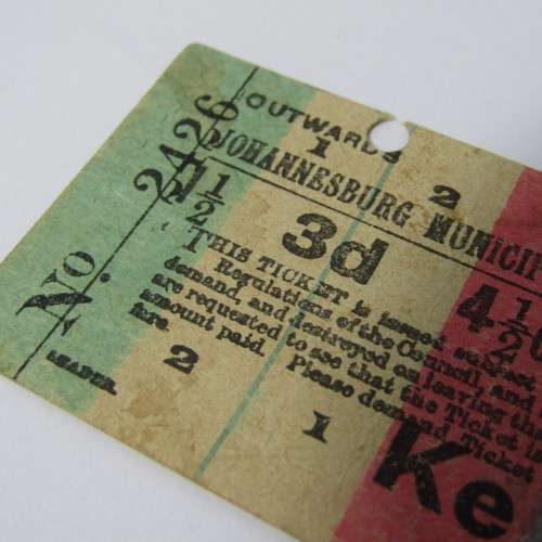 Johannesburg Municipal Tramways ticket