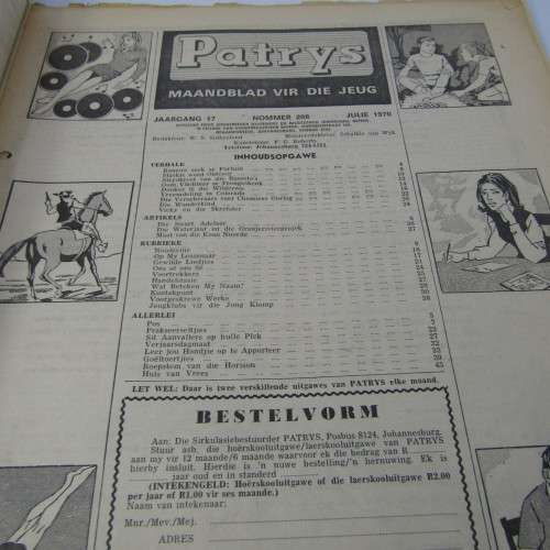 Patrys magazine - Julie 1970 - Hoerskool uitgawe - cover loose - articles removed  - punch holes