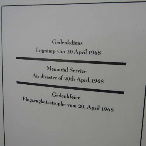 Original Memorial service booklet for Windhoek Air Disaster 20 April 1968 of SA Airways flight 228