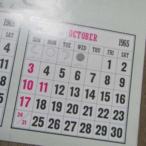 Vintage 1965 Calendar - Permanent building society