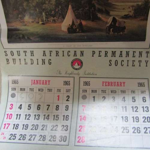 Vintage 1965 Calendar - Permanent building society