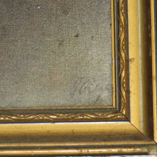 Antique picture with frame - Small child Praying - Sizes in description