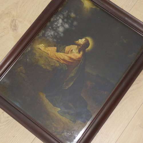 Antique Picture with frame - Christ in the Garden of Gethsemane - Sizes in description