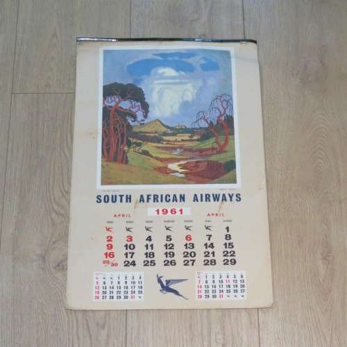 1961 South African Airways Calendar with Pierneef paintings - Size 57 x 39 cm