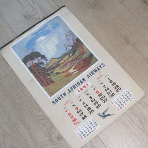 1961 South African Airways Calendar with Pierneef paintings - Size 57 x 39 cm