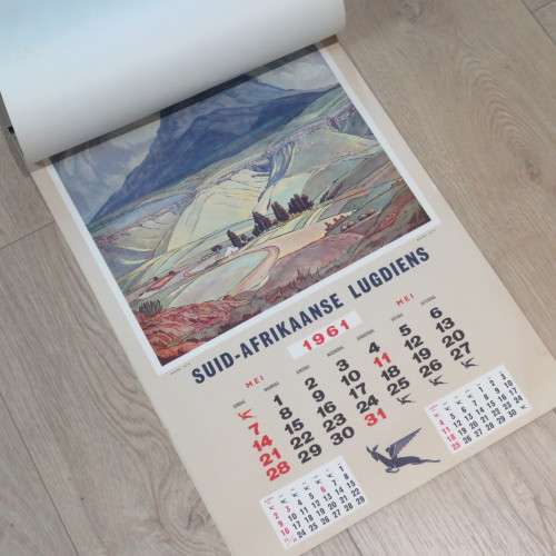 1961 South African Airways Calendar with Pierneef paintings - Size 57 x 39 cm