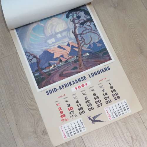 1961 South African Airways Calendar with Pierneef paintings - Size 57 x 39 cm