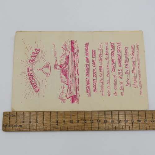 1968 Moth Sunset call for departure on RMS Windsor Castle