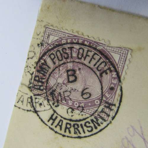 Postal cover from Army Post office Harrismith South Africa to England 06 March 1902