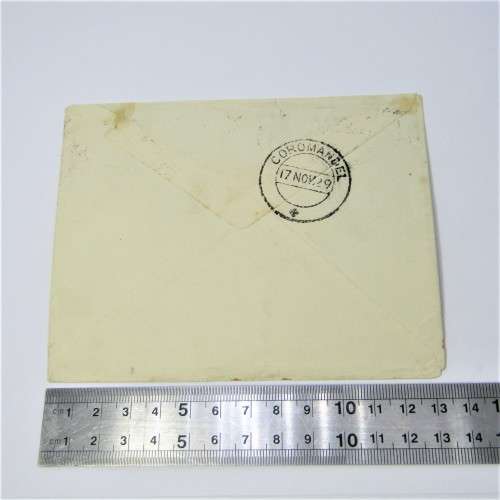 Meter Franking Port Elizabeth to India via Coromandel with two South African stamps