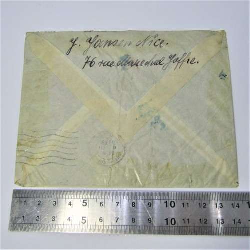 French airmail cover to Johannesburg with four French stamps and five Nice 6 July 1938