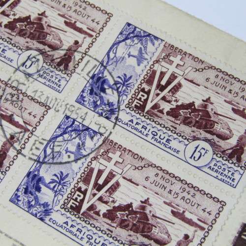 Airmail cover from Brazzaville Congo to New York USA 13 August 1954