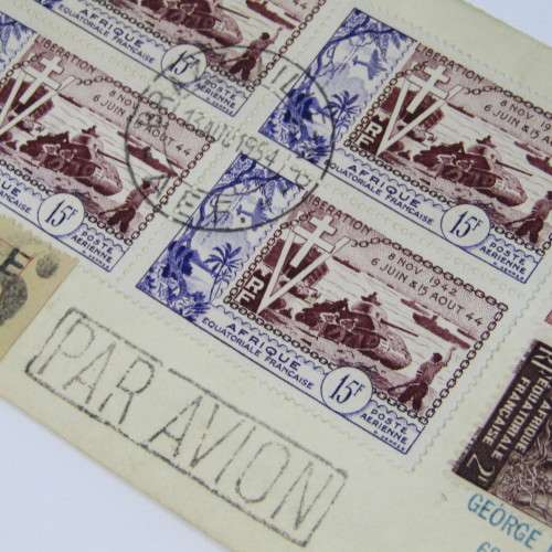 Airmail cover from Brazzaville Congo to New York USA 13 August 1954