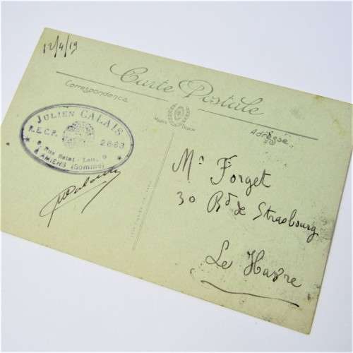 Amiens- La Cathedrale Postcard from Amiens France to France with French stamp