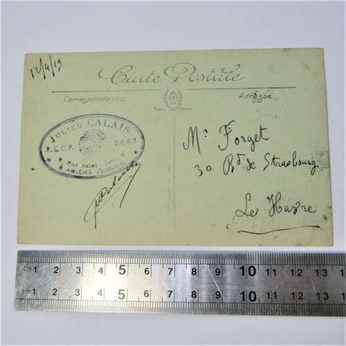 Amiens- La Cathedrale Postcard from Amiens France to France with French stamp