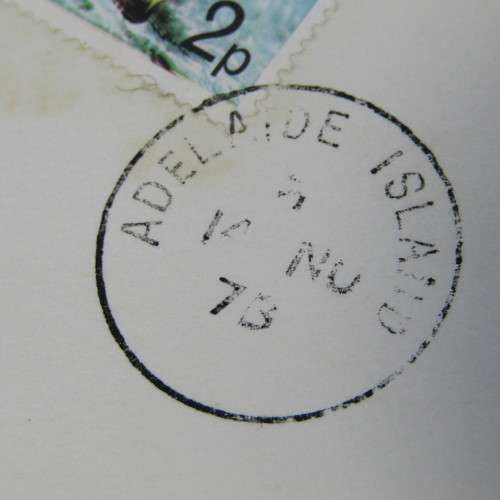 Antarctic Territory cover with  2 x 12 p overstamp and 2p stamp, used Adelaide Island to England