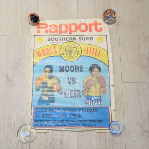 Rapport World Title boxing Moore vs Weir poster 1982 - Size 65 x 47 cm