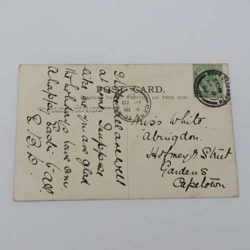 Postcard posted 1909 with picture of the Manchesters playing at the Humewood Hotel, Port Elizabeth